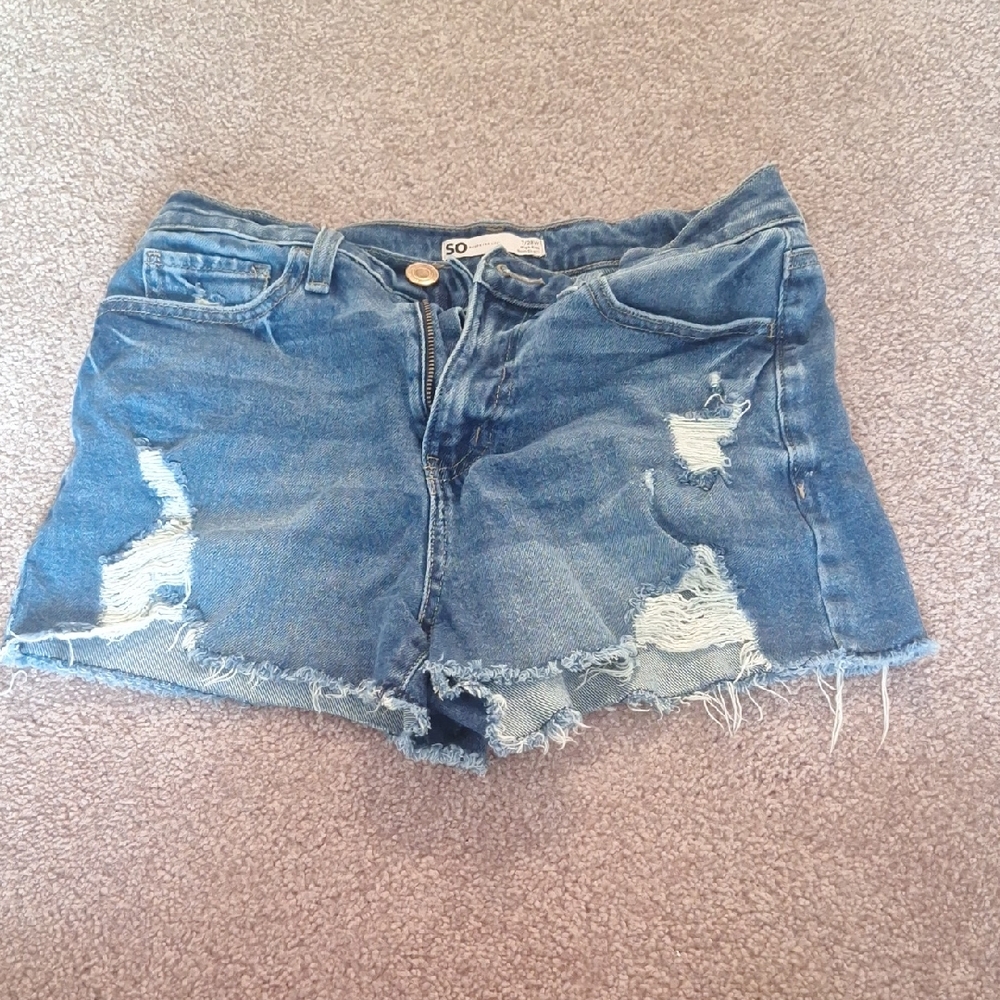 SO Blue Jean Shorts Distressed Cut-Off Style